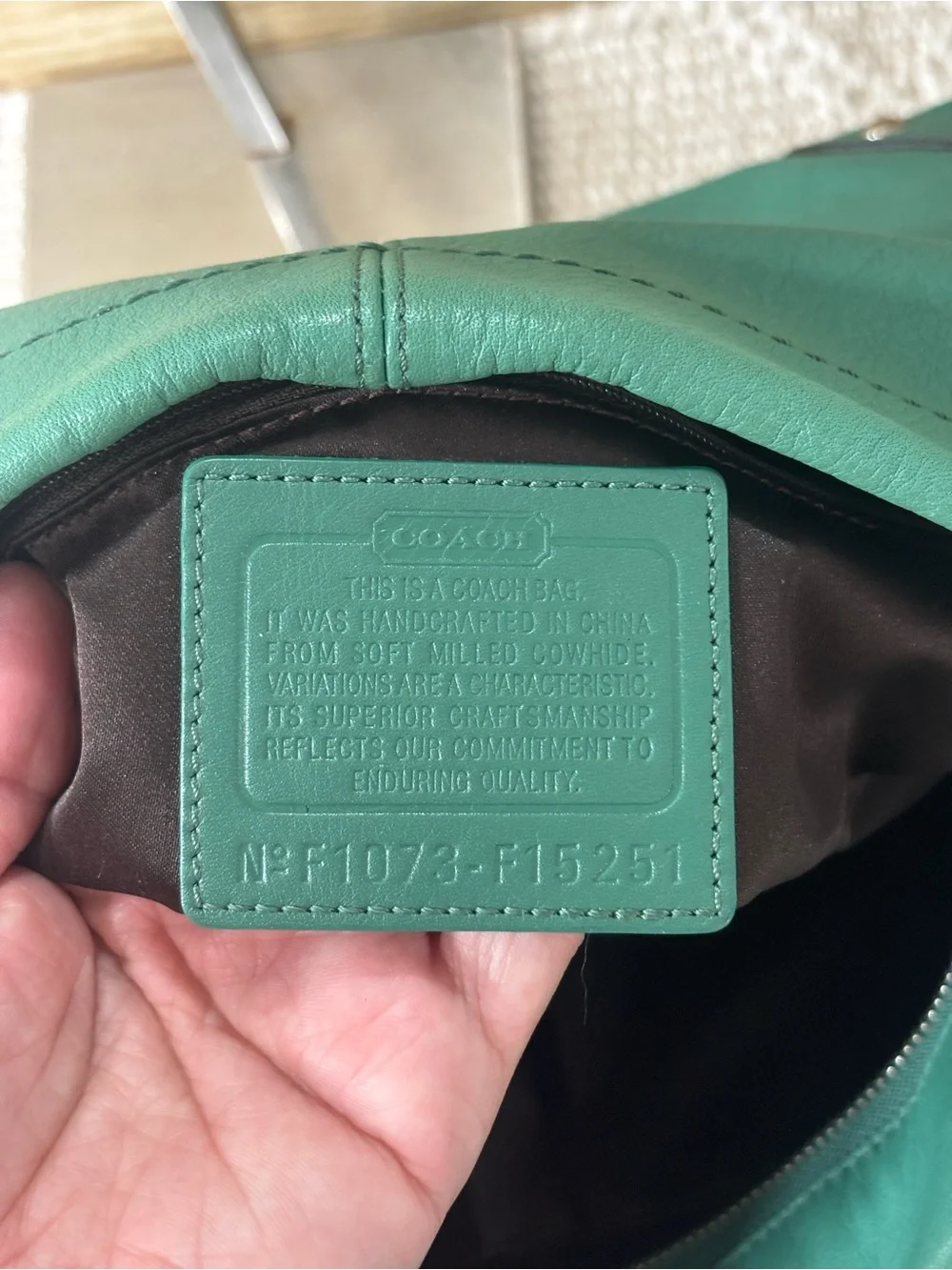 Coach Vintage MEDIUM Carly Green Leather Shoulder Bag